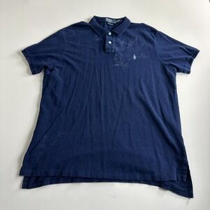 Vintage Polo Ralph Lauren Polo Shirt Mens Size 2XL Custom Fit Blue Short Sleeve